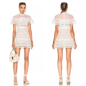 Self portrait yoke frill mini dress